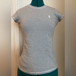 Polo Ralph Lauren Crewneck Short Sleeve Gray and White Striped T-Shirt